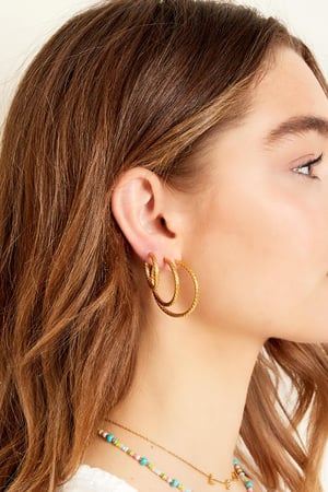 Earrings with pattern medium Gold Color Stainless Steel h5 Picture2